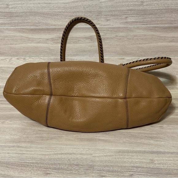 BRIGHTON / Rayann Camel/Tan Pebble Leather Shoulder Bag with Black Stitching - Picture 4 of 14